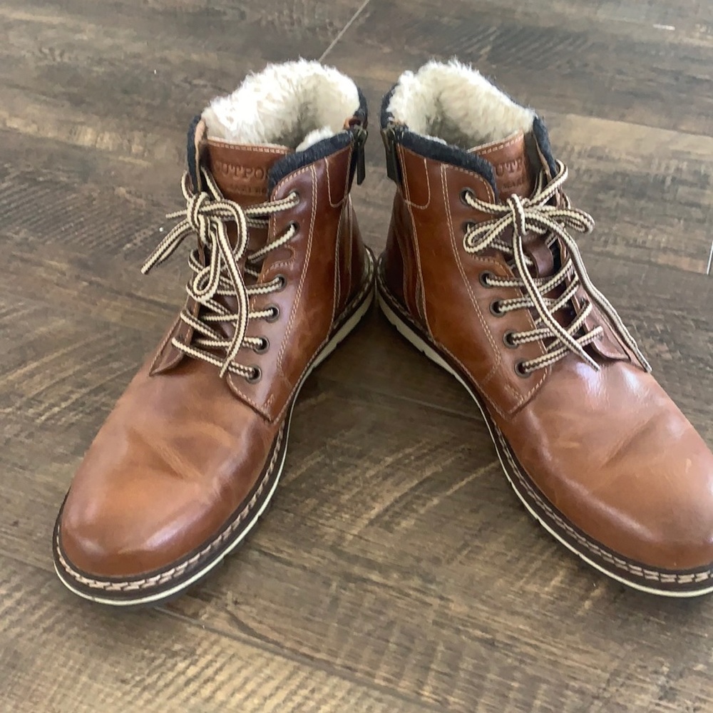 Men’s buckle brand brown zip up boots